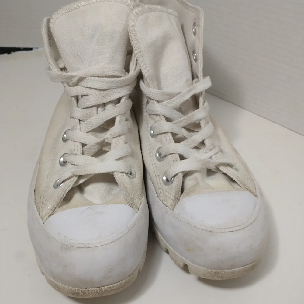 Converse All Stars White High Top Platform‎ Lug Sole Sneakers, Women's Size 6.5